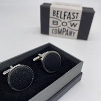 Irish Linen Cufflinks in Black by the belfast bow company