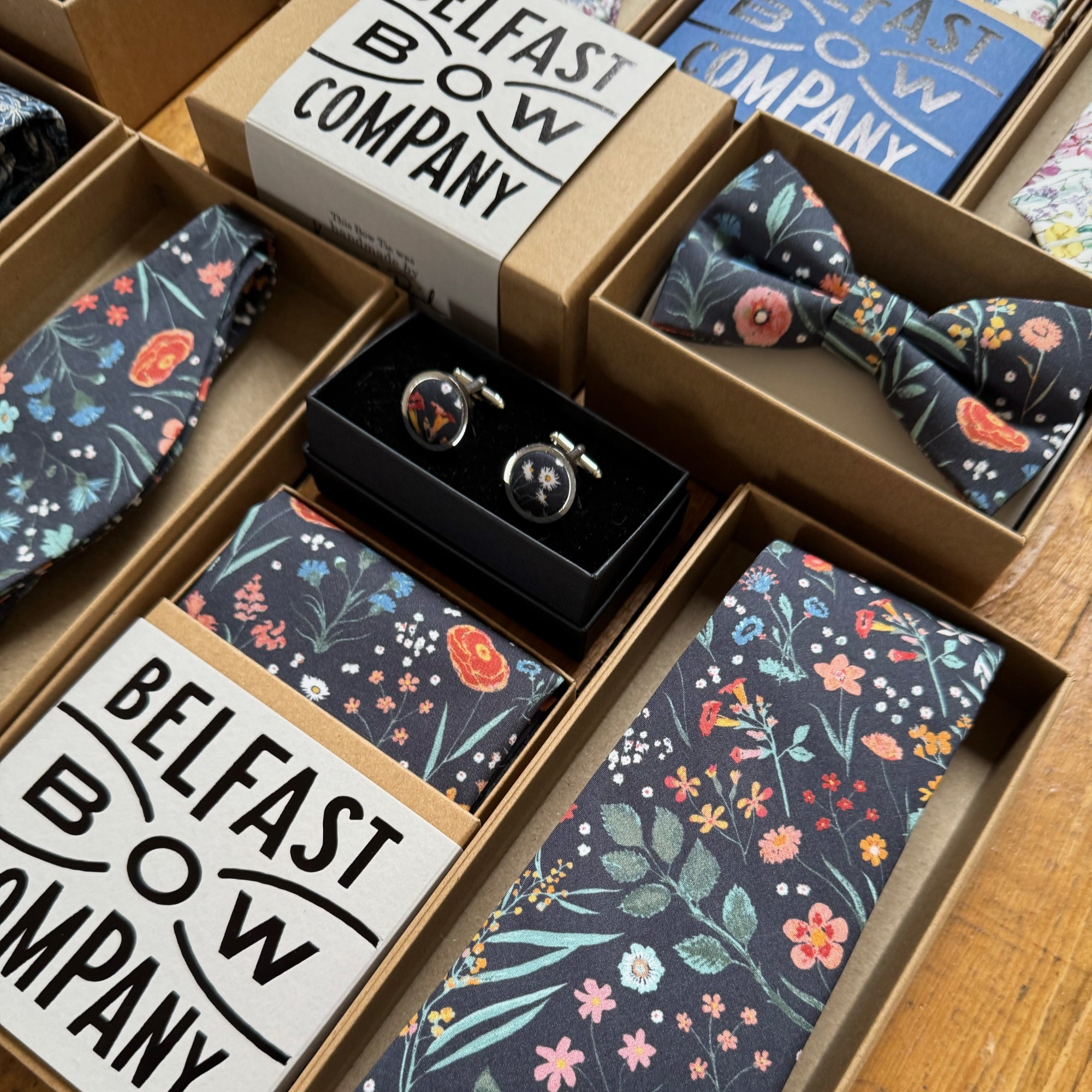 Boho Blooms Tie in Navy Spring Garden