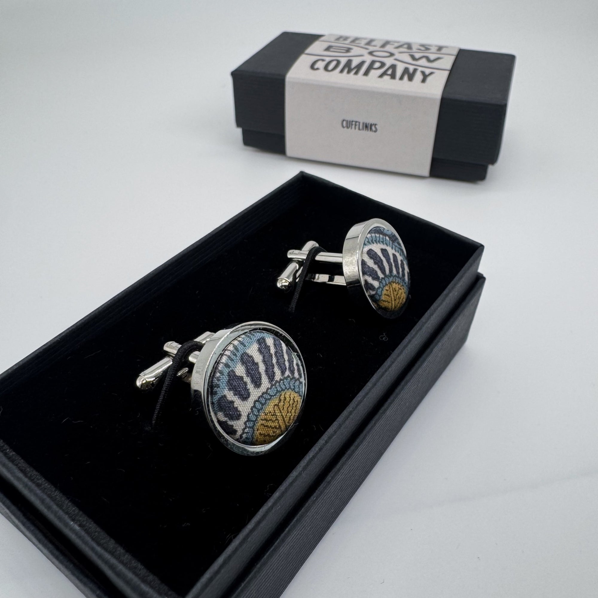 Liberty of London Cufflinks in Navy Peacock Feathers