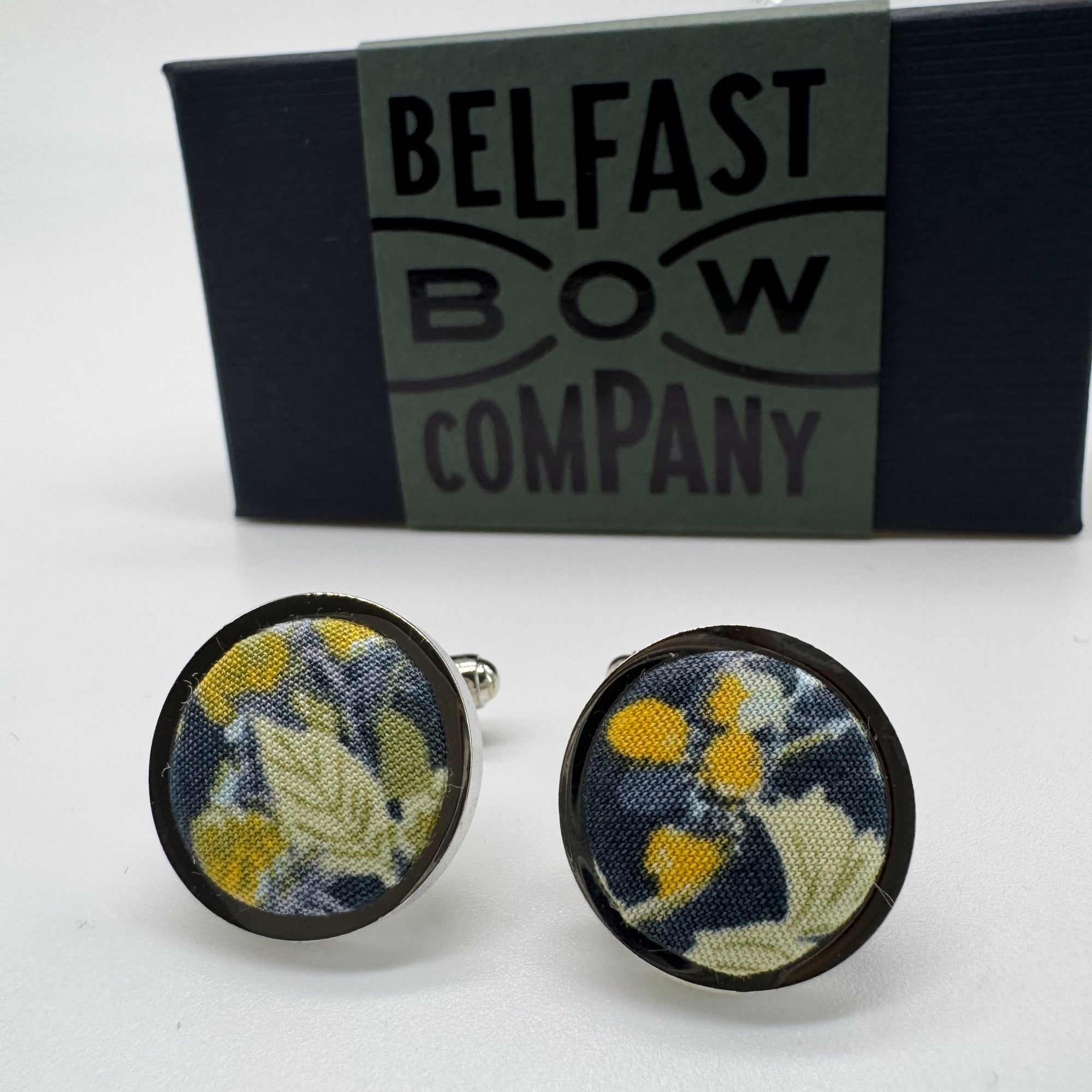 Boho Bloom Cufflinks in Navy Wildflowers