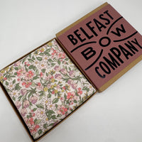 Pink and green floral liberty pocket square by the belfast bow company
