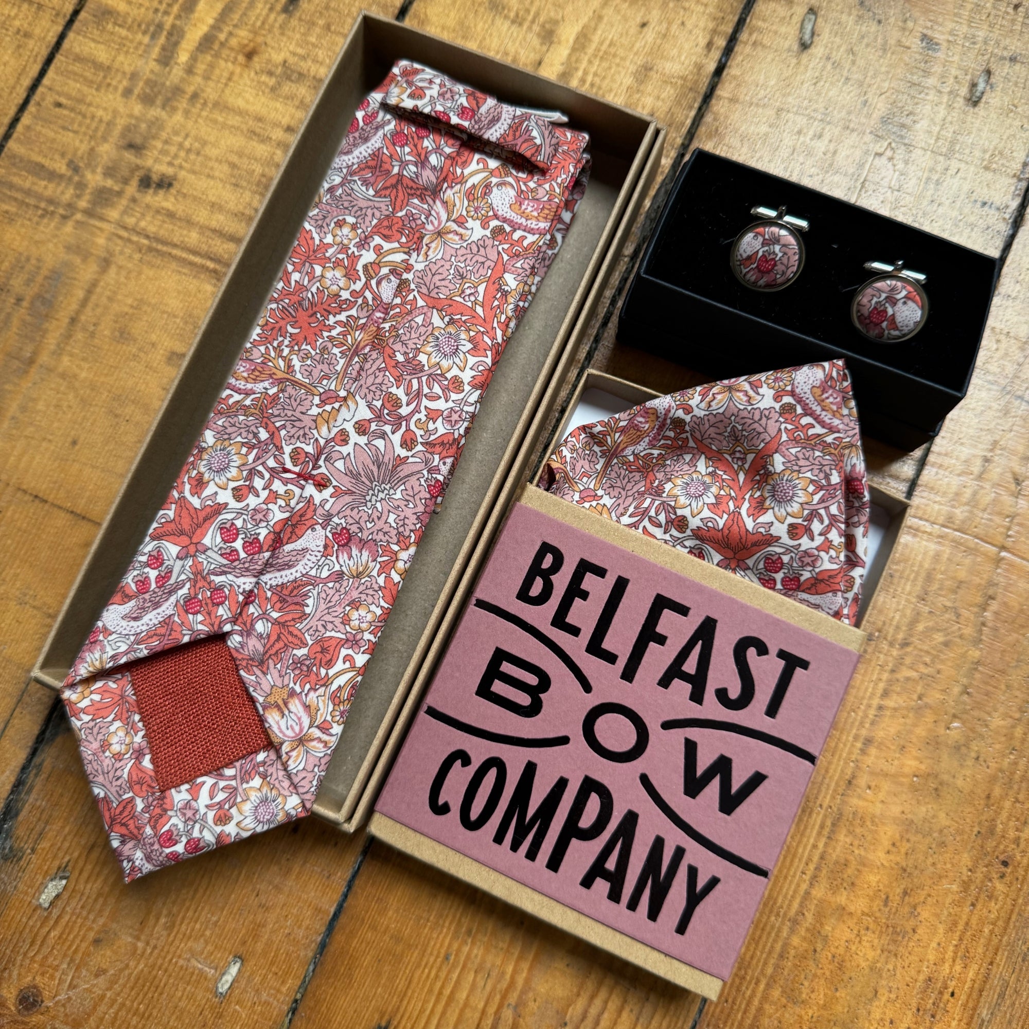 Liberty of London Cufflinks in Sienna Red Bird Motif