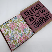 Liberty pocket square in pink and blue floral by the belfast bow company