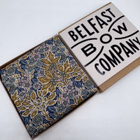 Liberty pocket square in yellow and blue floral by the belfast bow company