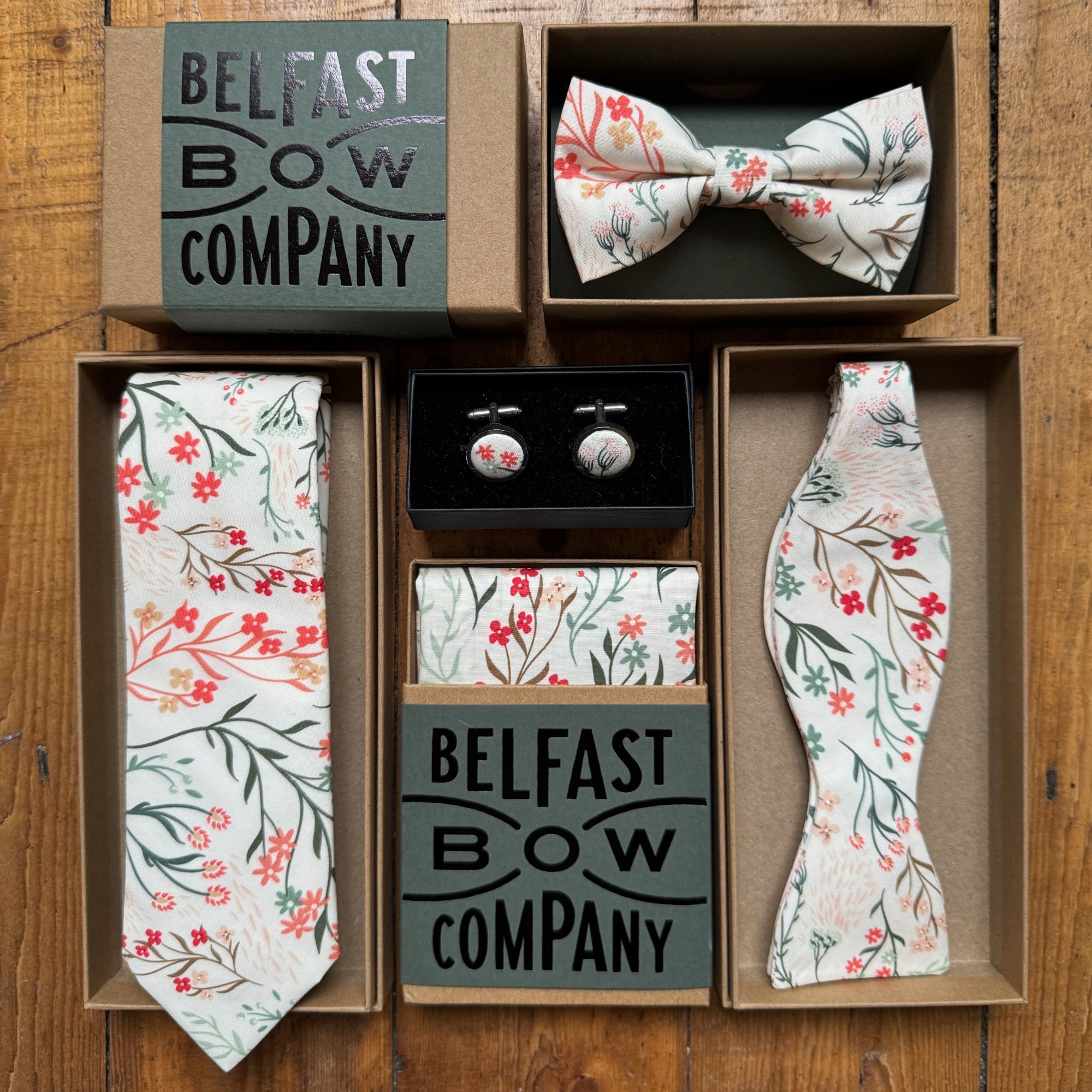 Boho Bloom Bow Tie in Sage Green Windswept Meadow