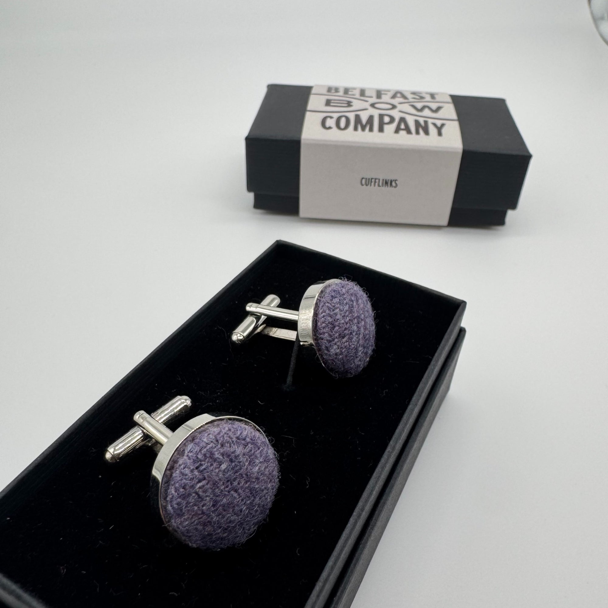 Tweed Cufflinks in Heather