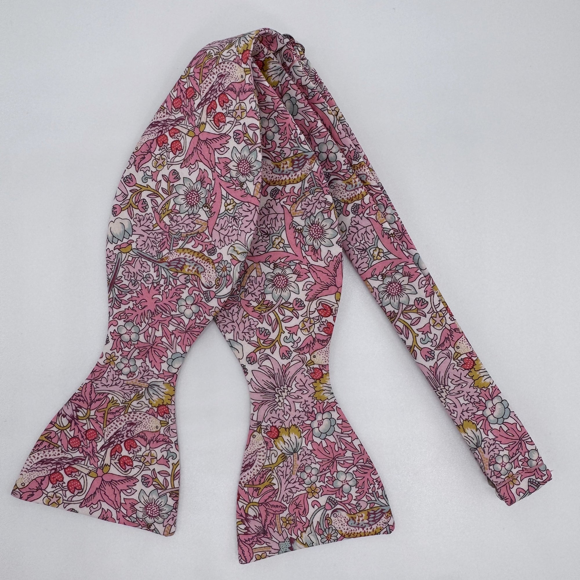 Self-Tie Liberty of London Bow Tie in Pink Bird Motif