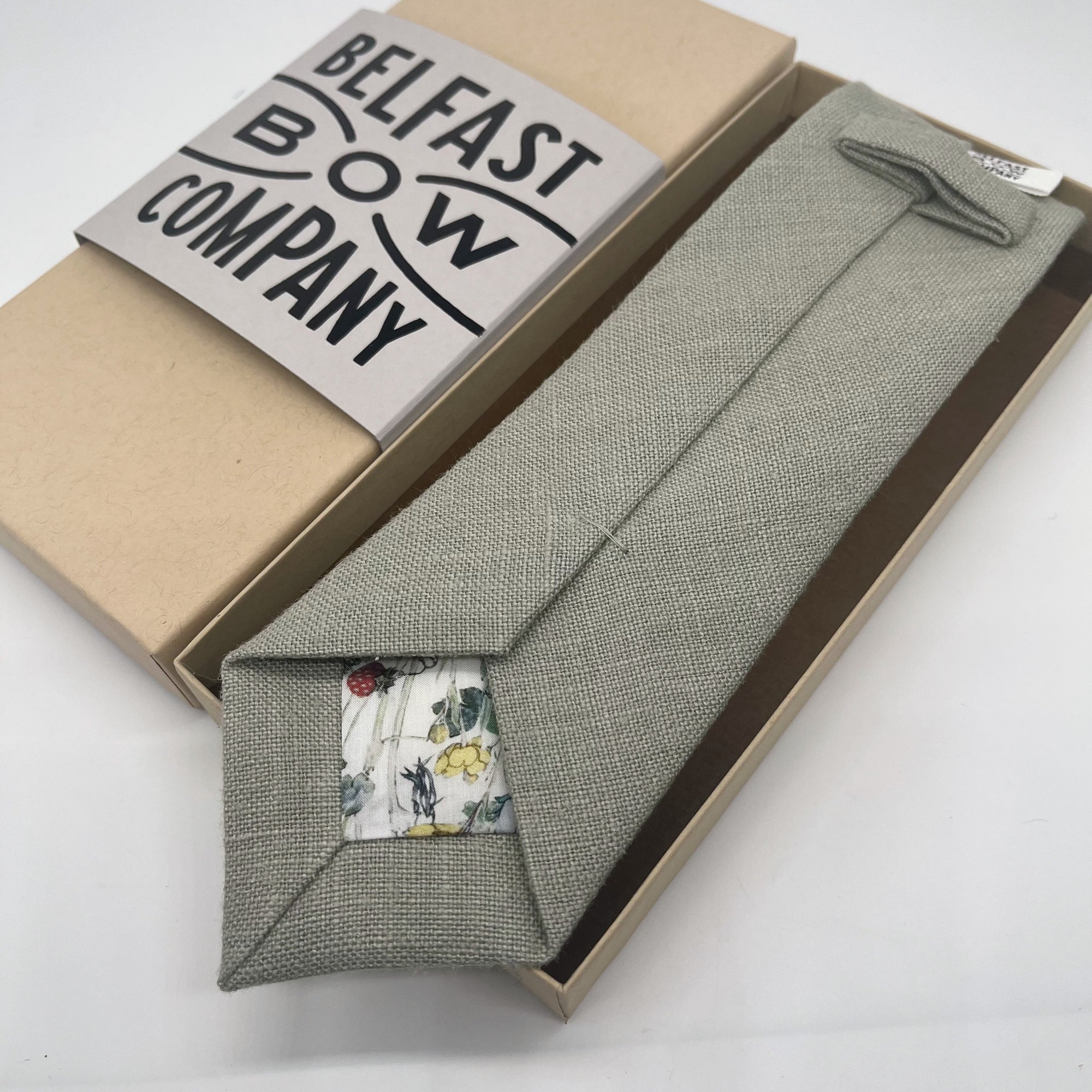 Irish Linen Tie in Sage Green by the Belfast Bow Company