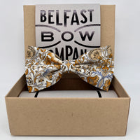 Liberty of London Bow Tie in gold and blue flowers by the Belfast Bow Company