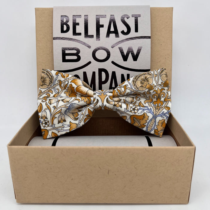 Liberty of London Bow Tie in gold and blue flowers by the Belfast Bow Company