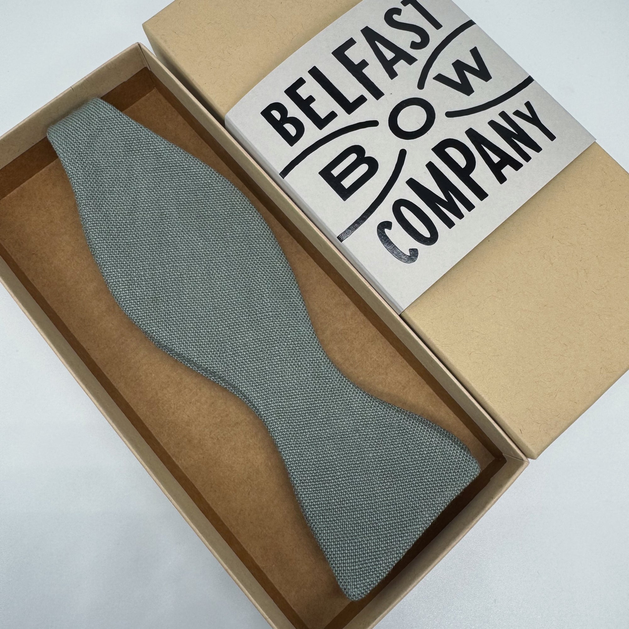 Self-Tie Bow Tie in Antique Sage Irish Linen