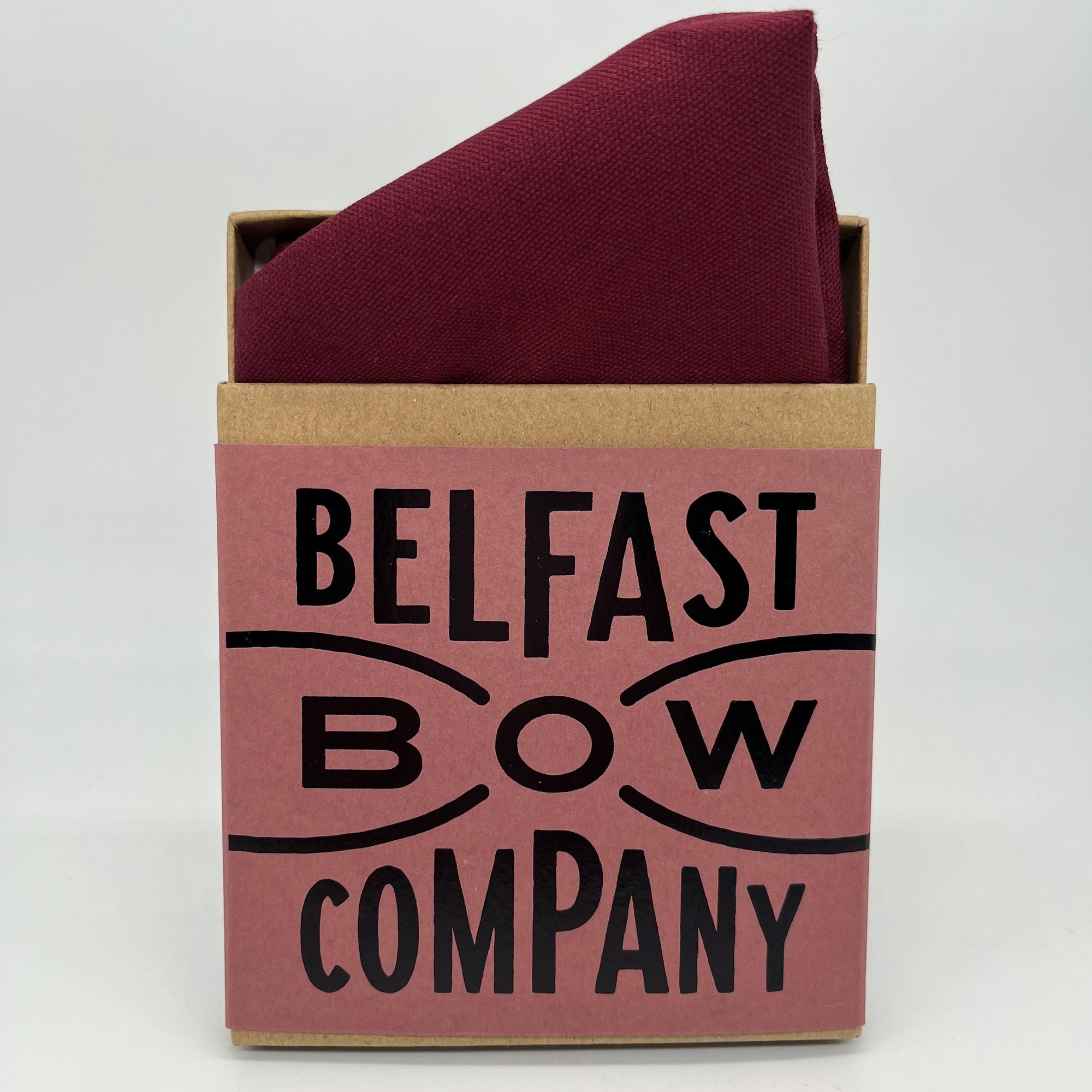 burgundy pocket square in cotton by the belfast bow company