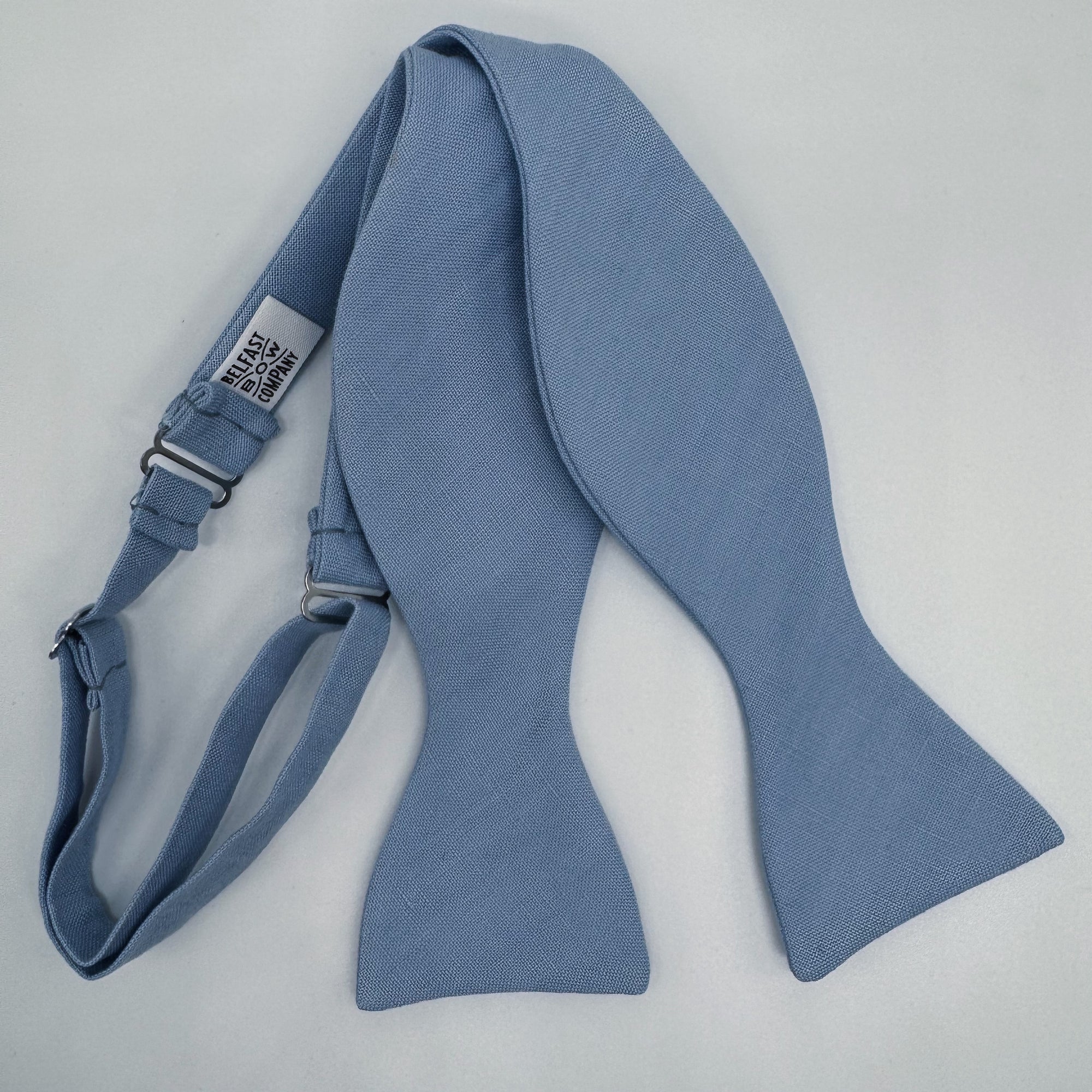 Self-Tie Bow Tie in Light Blue Irish Linen