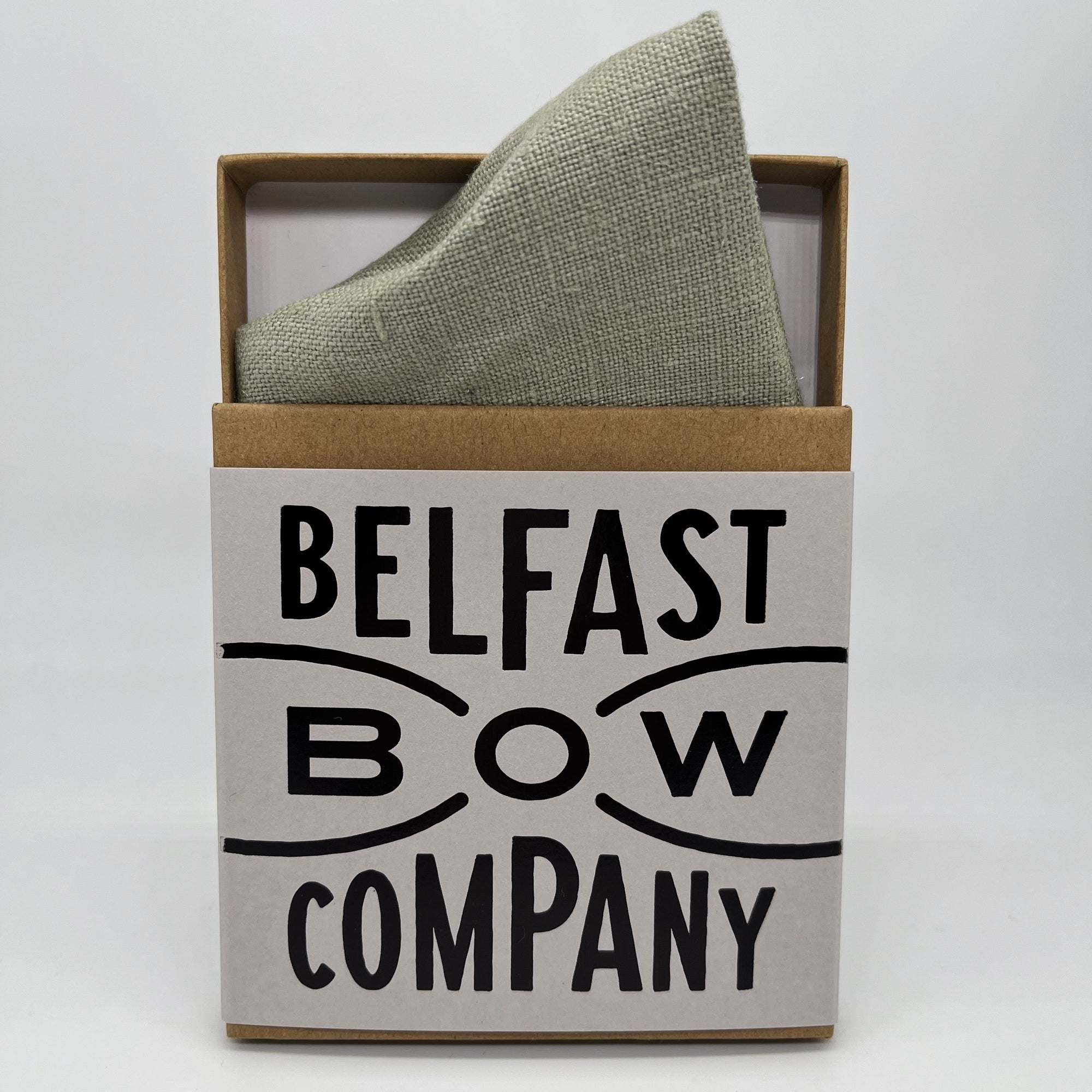 Light Sage Green Pocket Square in Irish Linen by the Belfast Bow Company