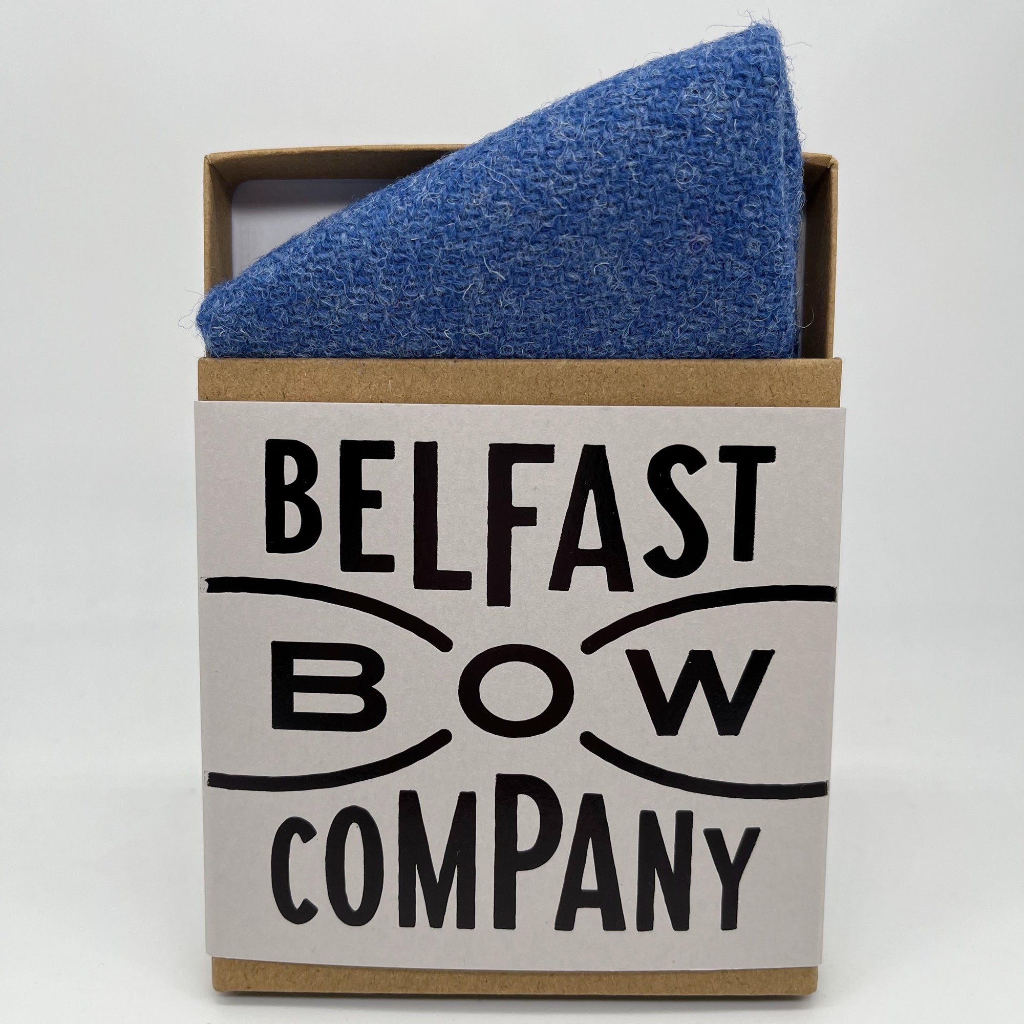 Harris Tweed Pocket Square in Blue by the Belfast Bow Company