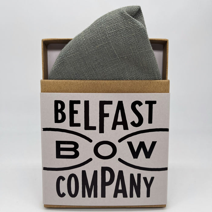 Dark Sage Green Pocket Square in Irish Linen by the Belfast Bow Company