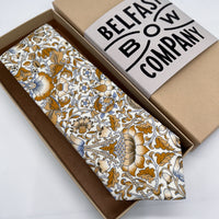 Liberty of London Tie in Mustard Yellow and Blue lodden print by the Belfast Bow Company