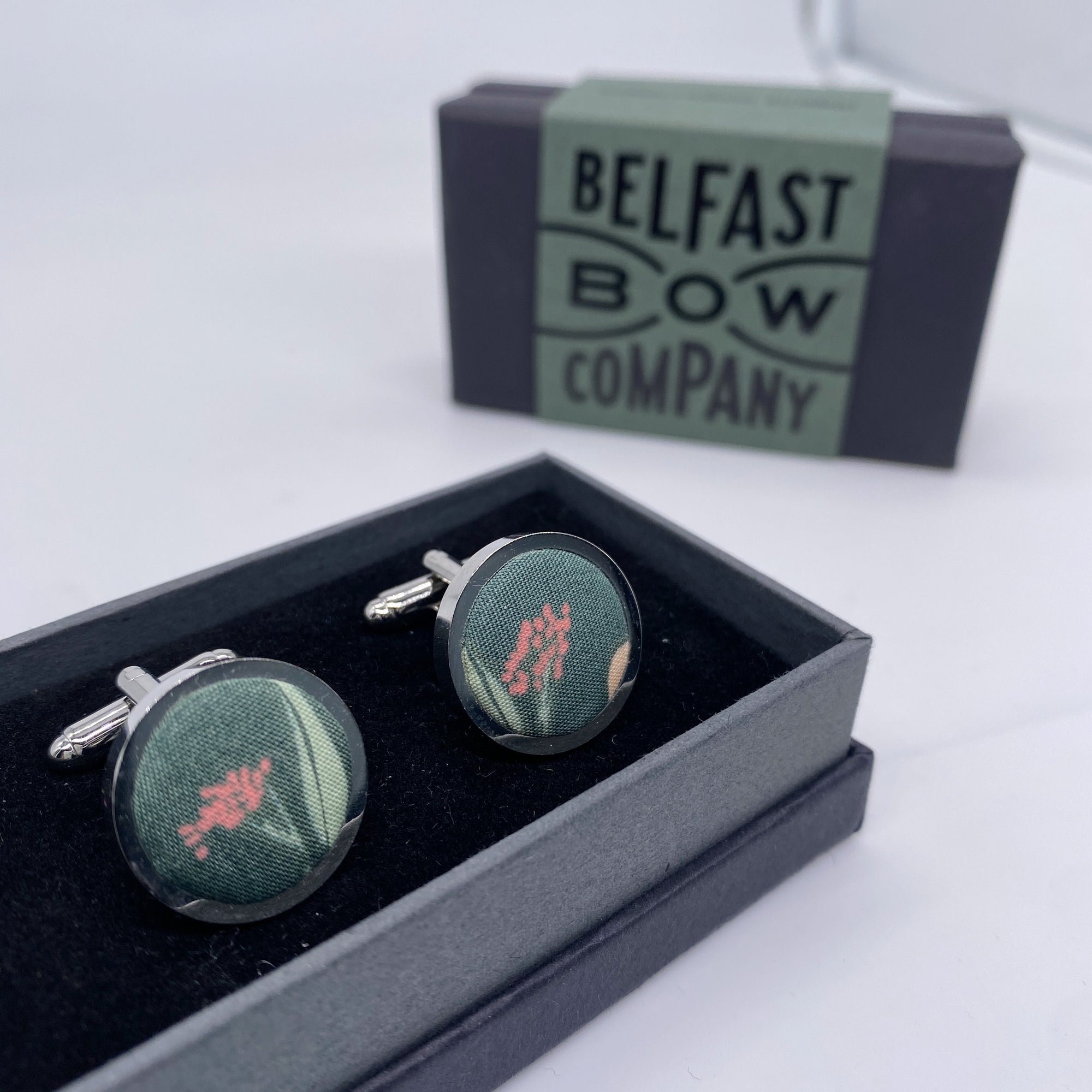 Cufflinks in Sage Green by the Belfast Bow Company