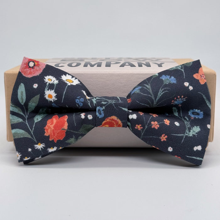 Dark Navy Floral Bow Tie by the Belfast Bow Company