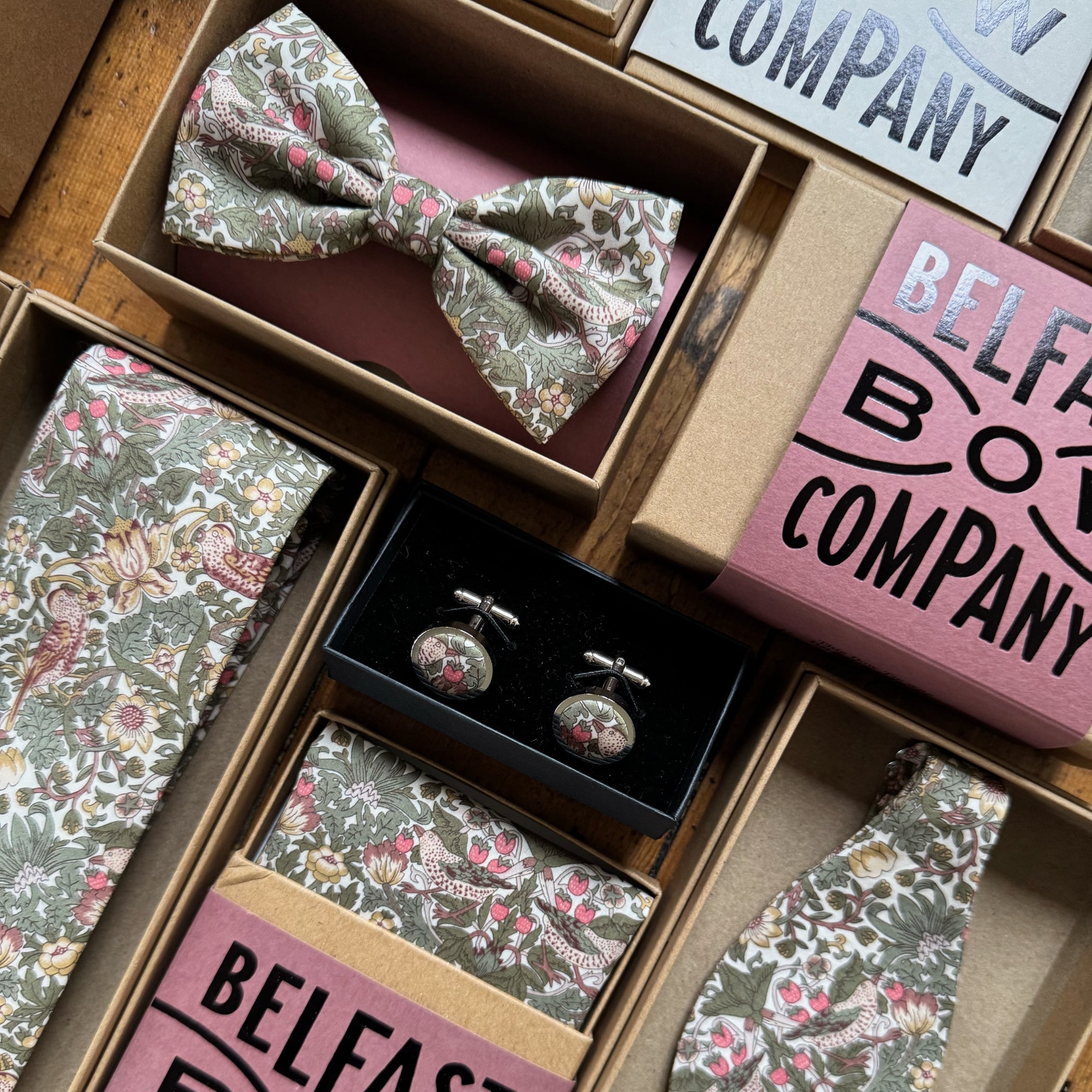 Liberty of London Tie in Olive Green Bird Motif