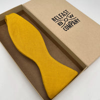 self-tie bow tie in yellow irish linen by the belfast bow company