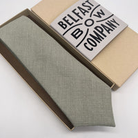 Sage Green Tie in Irish Linen by the Belfast Bow Company