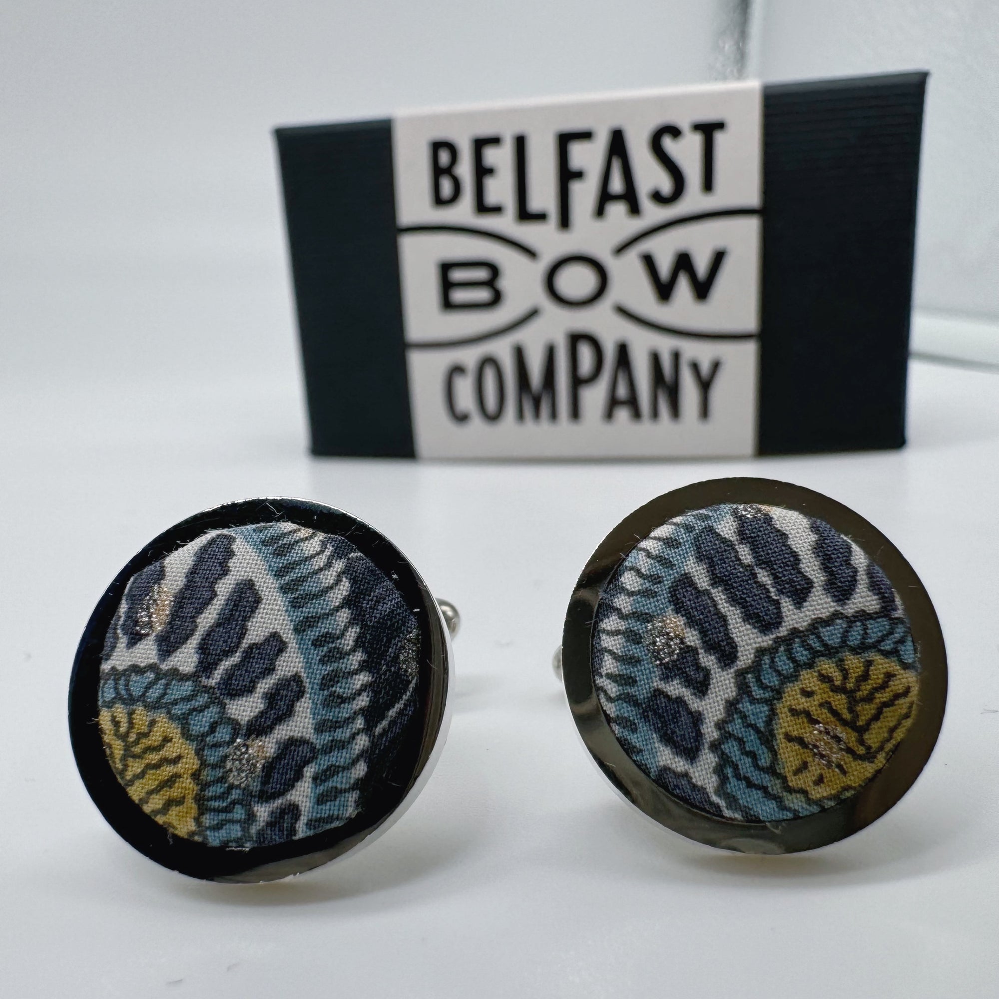 Liberty of London Cufflinks in Navy Peacock Feathers