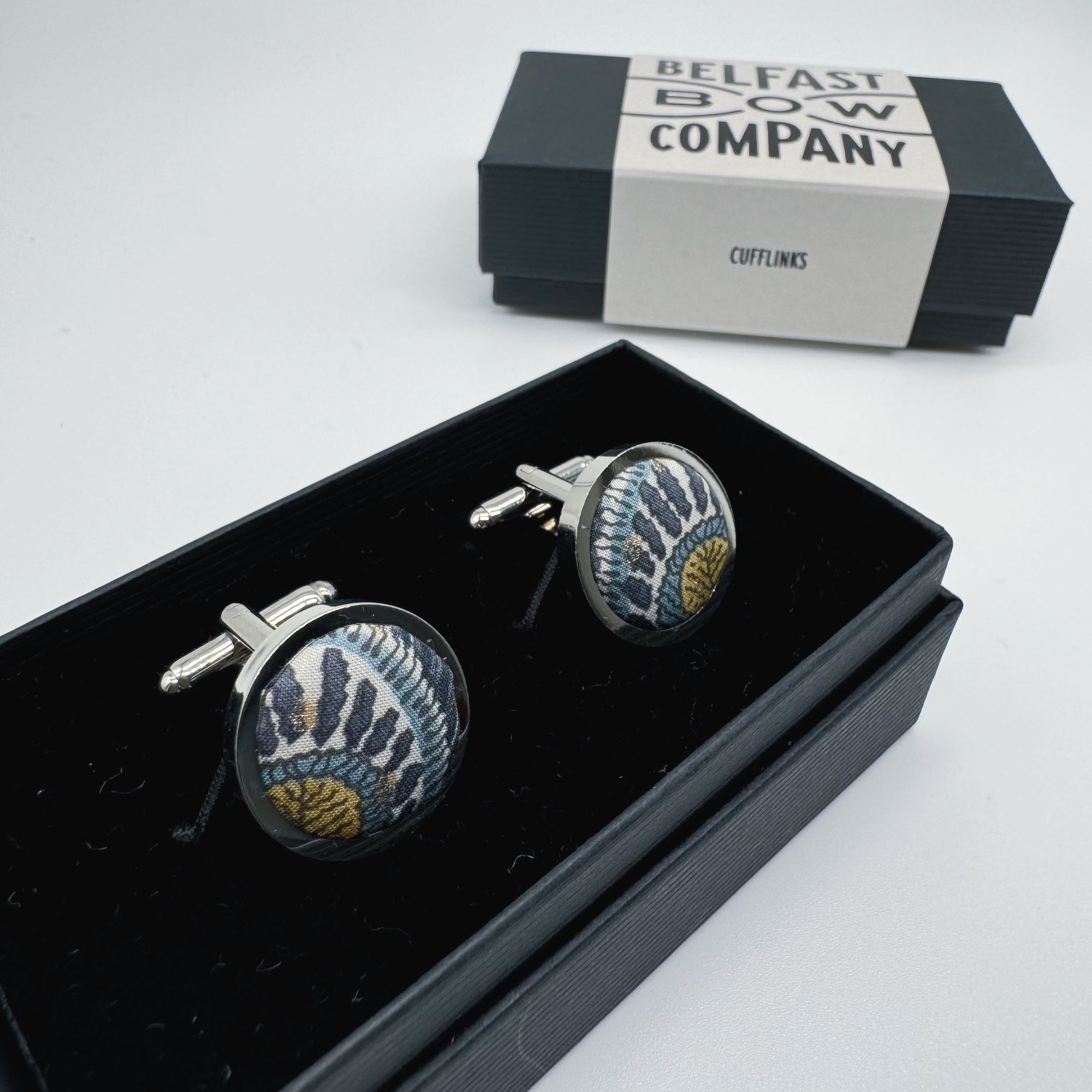 Liberty of London Cufflinks in Navy Peacock Feathers
