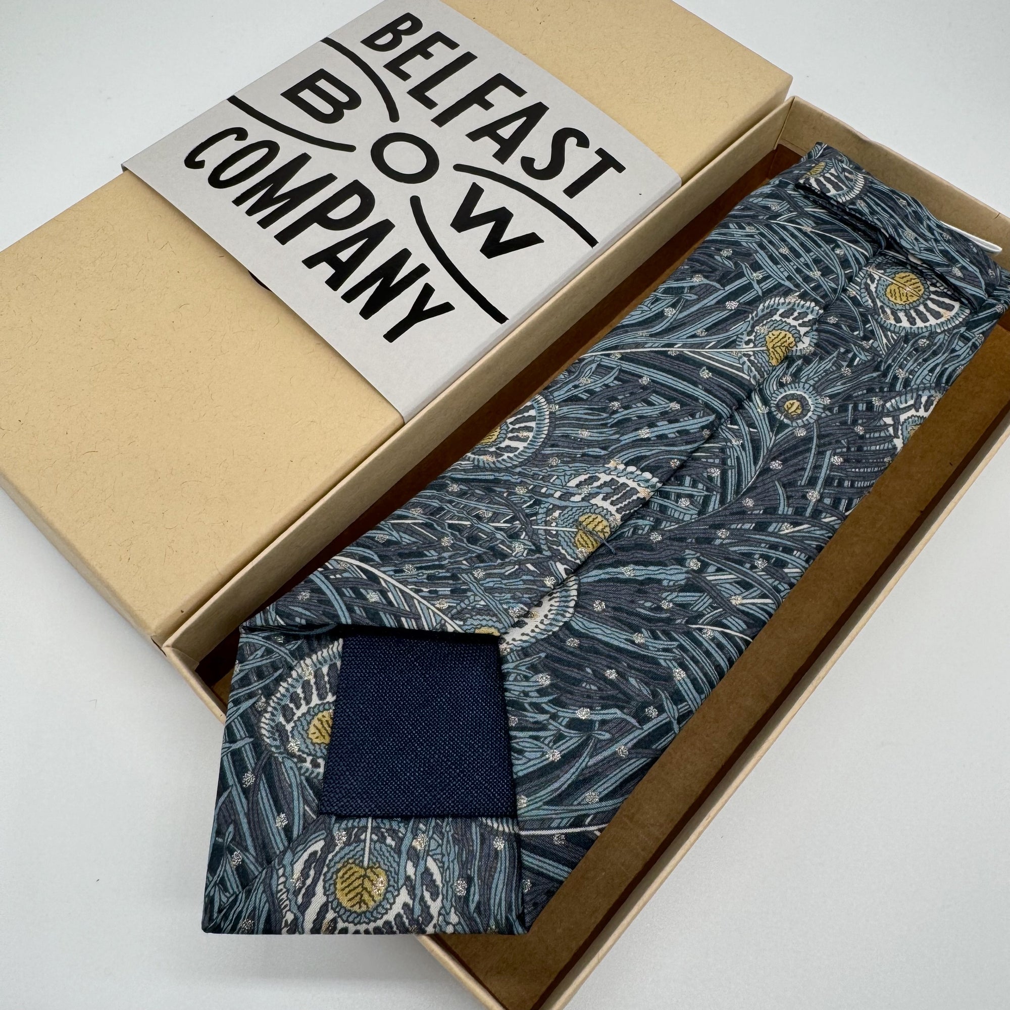 Liberty of London Tie in Navy Peacock Feathers
