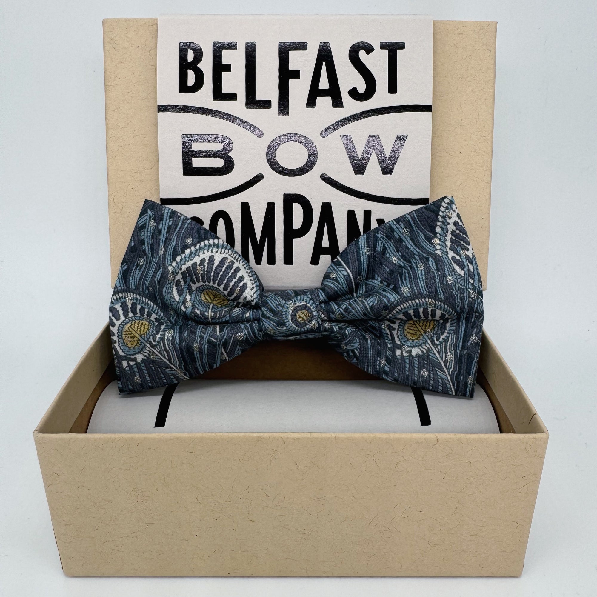 Liberty of London Bow Tie in Navy Peacock Feathers