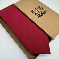 Cherry Red Tie in Irish Linen handmade by the Belfast Bow Company