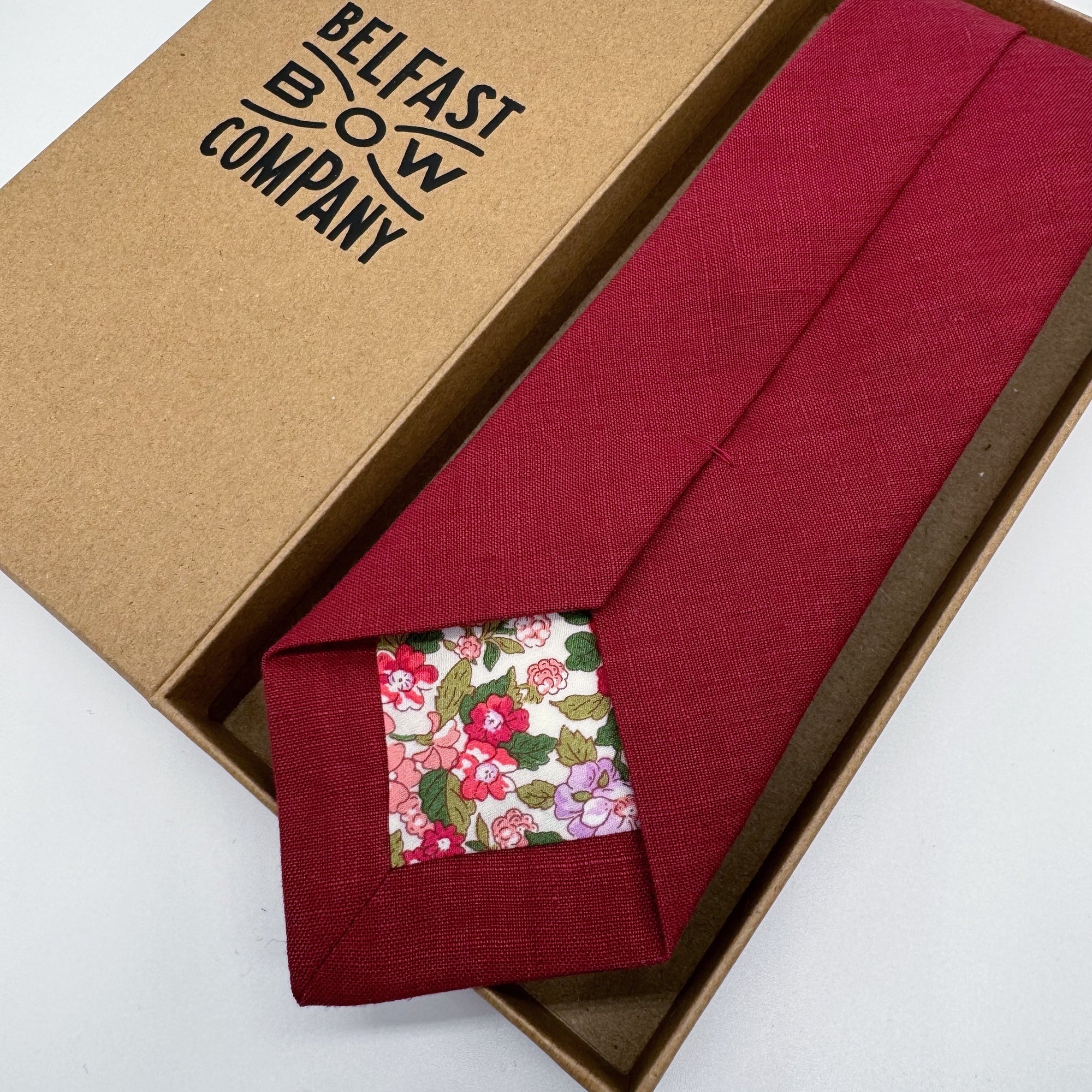 Red Tie in Irish Linen handmade by the Belfast Bow Company