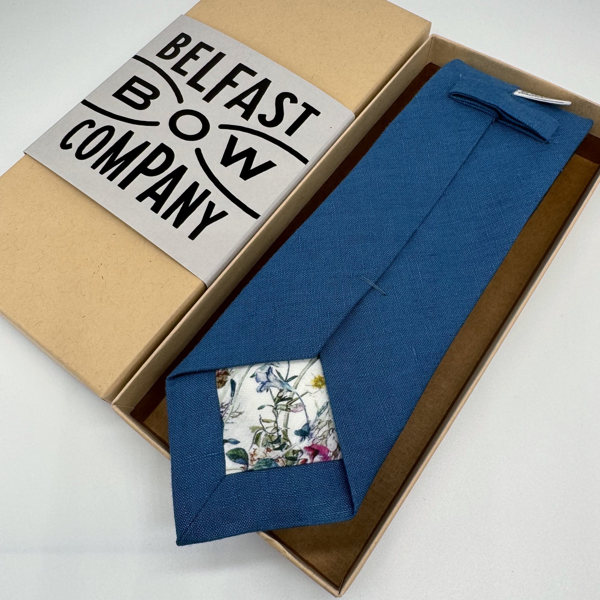 Irish Linen Tie in Peacock Blue by the Belfast Bow Company