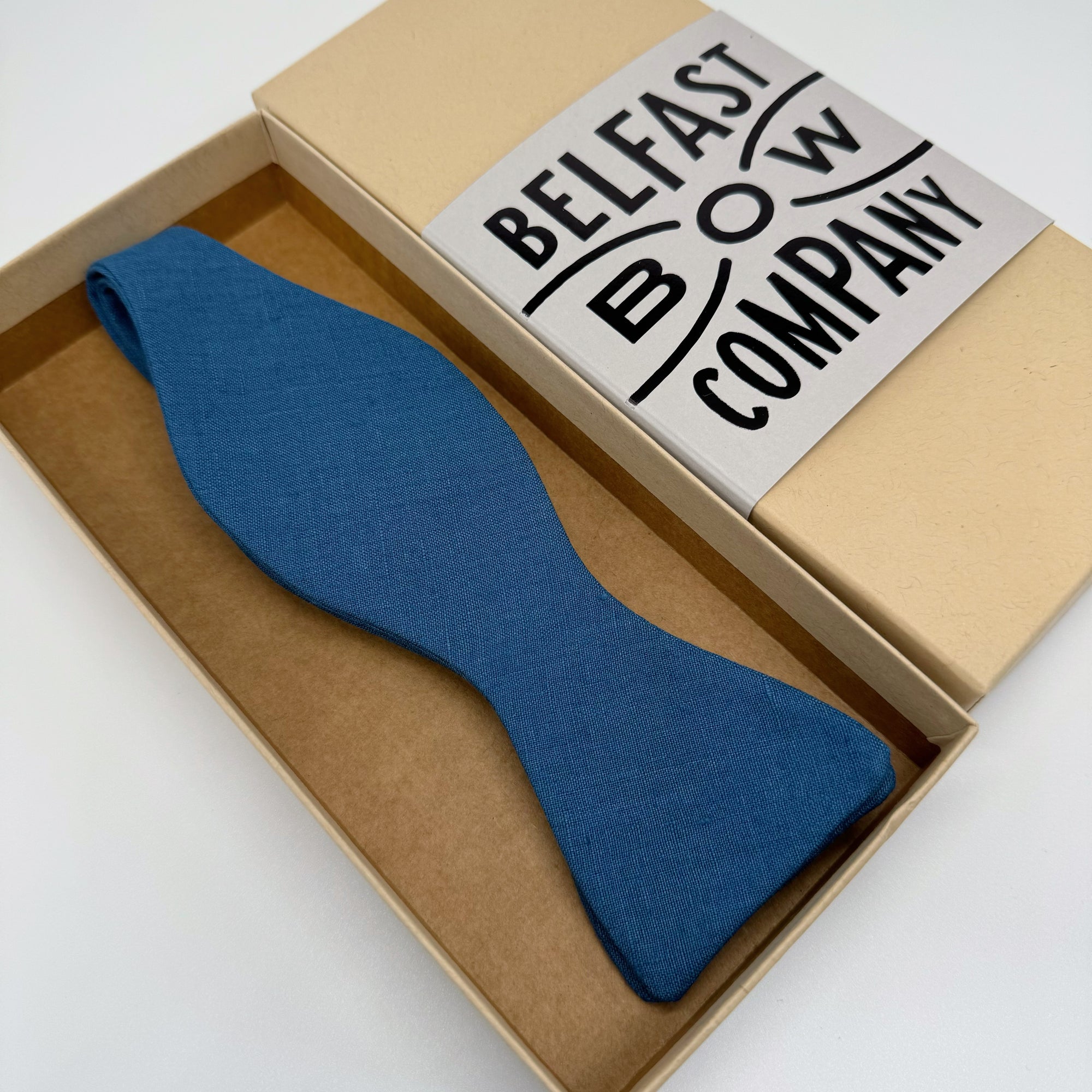 Self-Tie Bow Tie in Peacock Blue Irish Linen