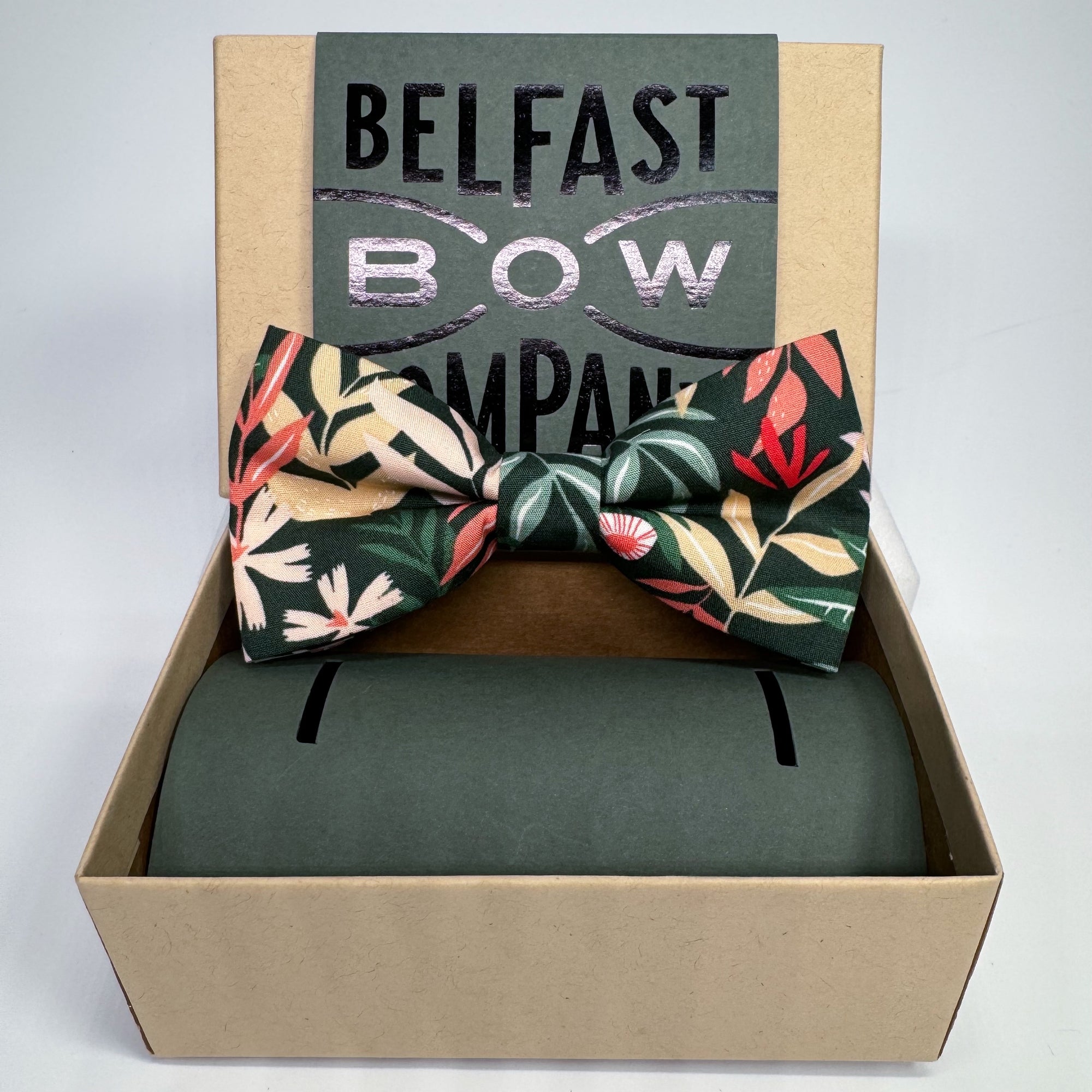 Boho Bloom Bow Tie in Palm Green Floral