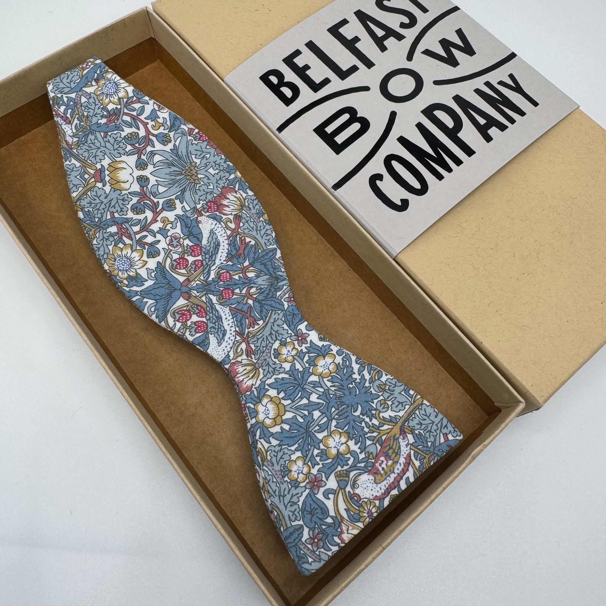 Self-Tie Liberty of London Bow Tie in Blue Bird Motif