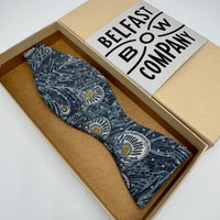 Liberty Self-Tie Bow Tie in Navy Peacock Feathers by the Belfast Bow Company