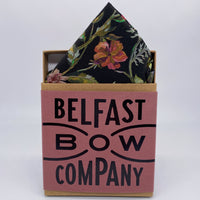 Black Floral Pocket Square by the Belfast Bow Company