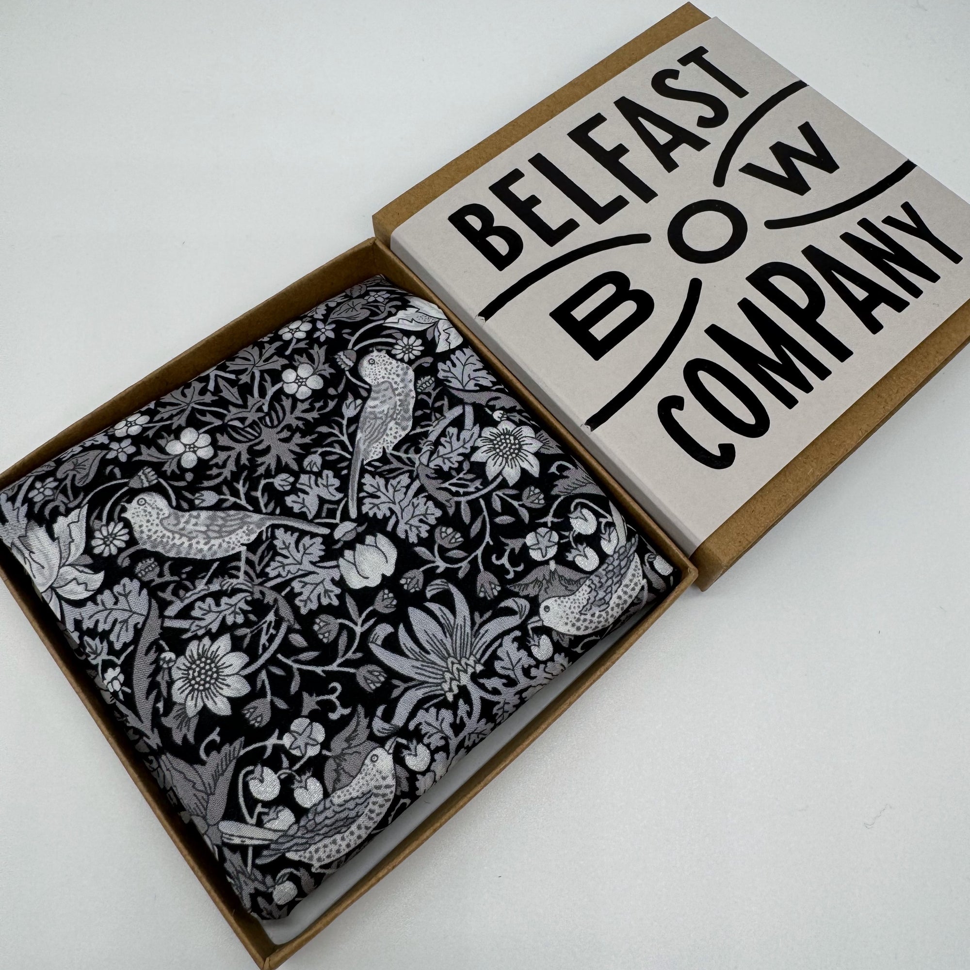 Liberty of London Pocket Square in Black Bird Motif