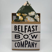 Dark Olive Green Floral Pocket Square handmade by the Belfast Bow Company