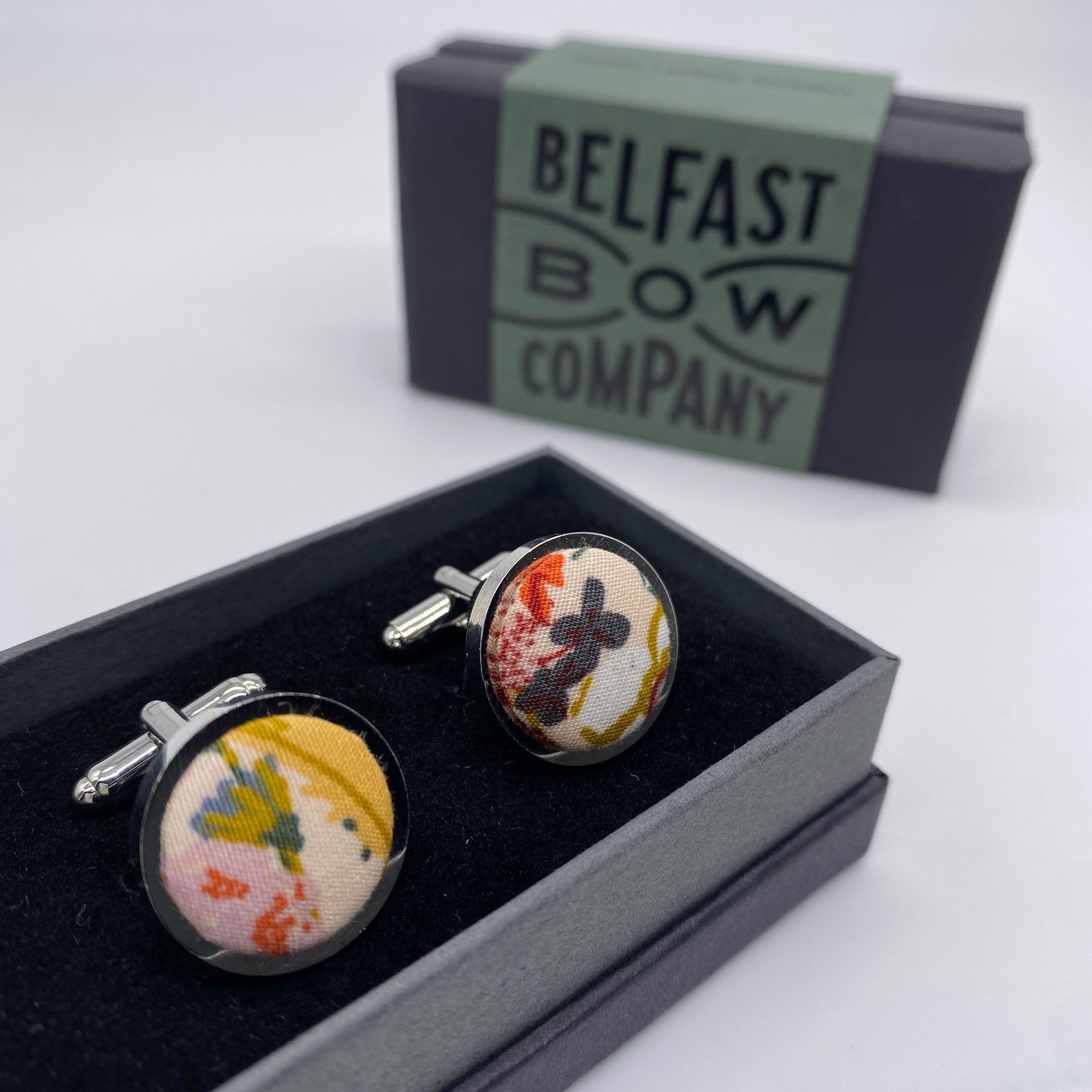 Cufflinks in Nude Floral by the Belfast Bow Company