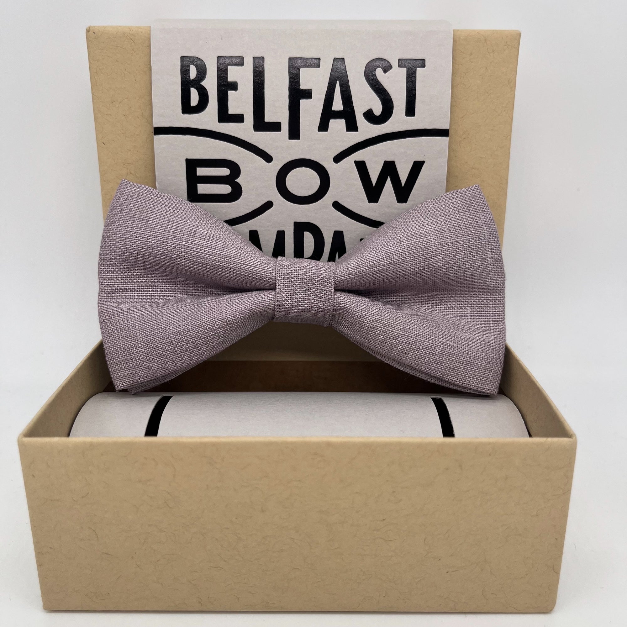 Mauve Lilac Bow Tie in Irish Linen by the Belfast Bow Company