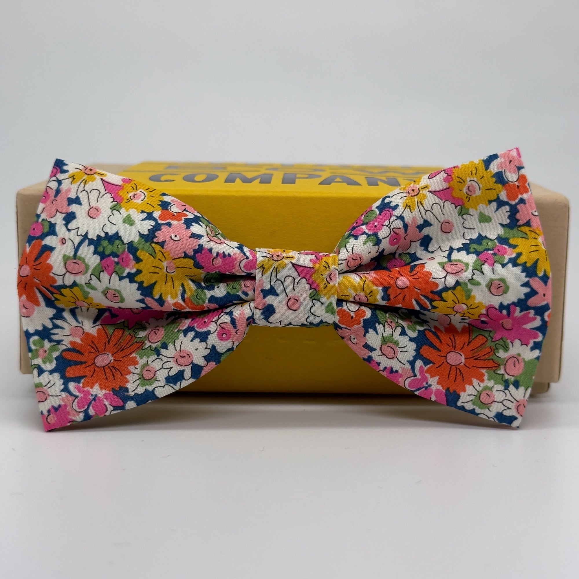 Liberty of London Bow Tie in Yellow & Pink Floral Daisies