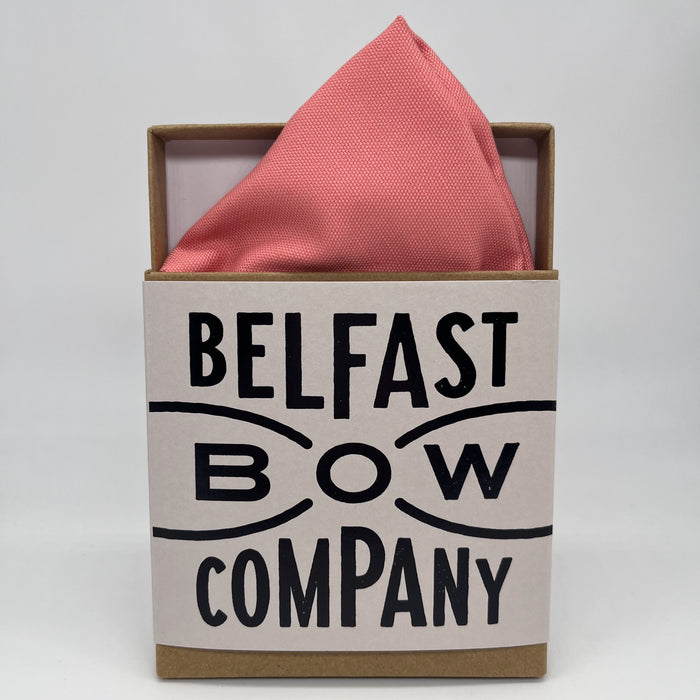 Coral Pocket Square in Cotton by the Belfast Bow Company