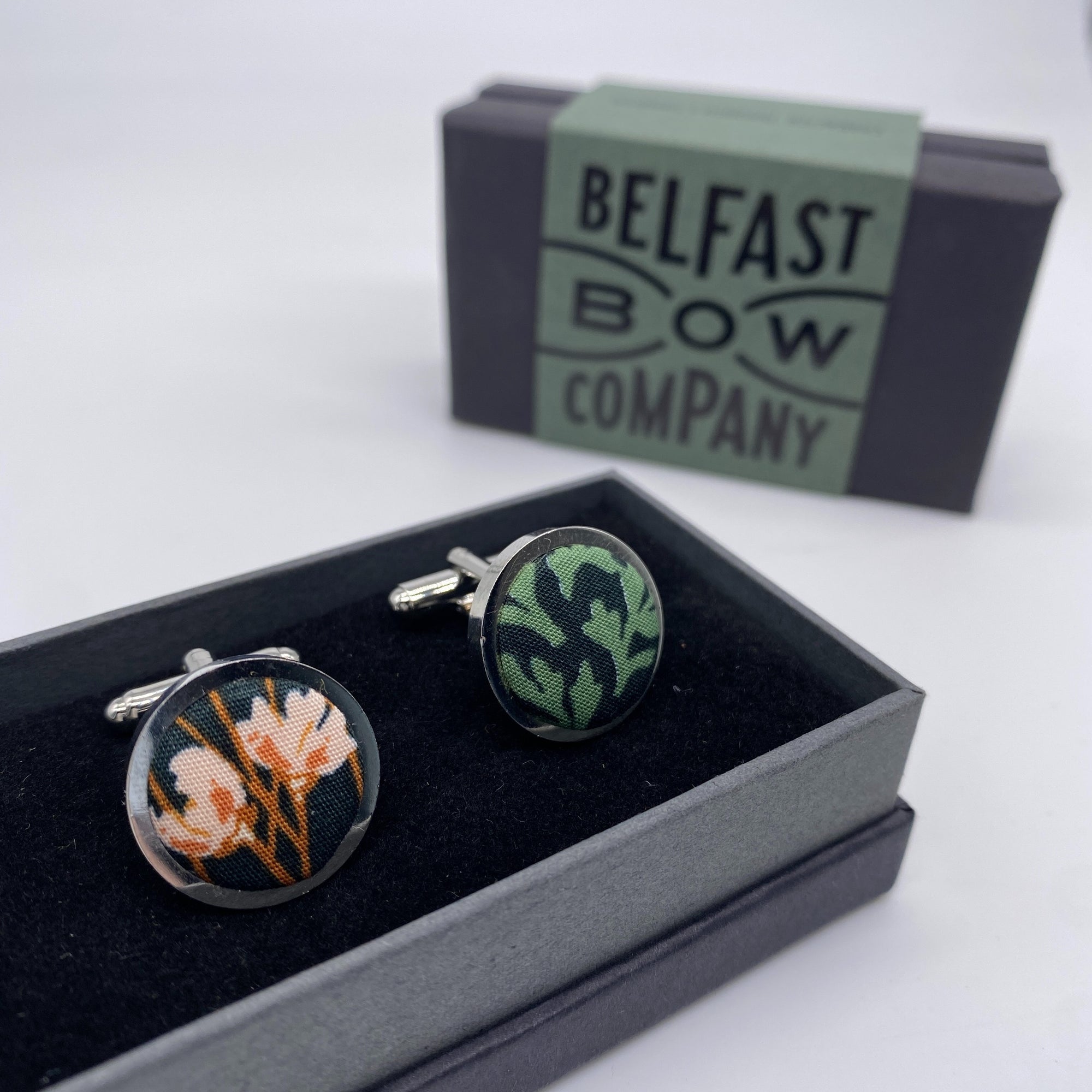 Boho Bloom Cufflinks in Deep Green Autumn Garden