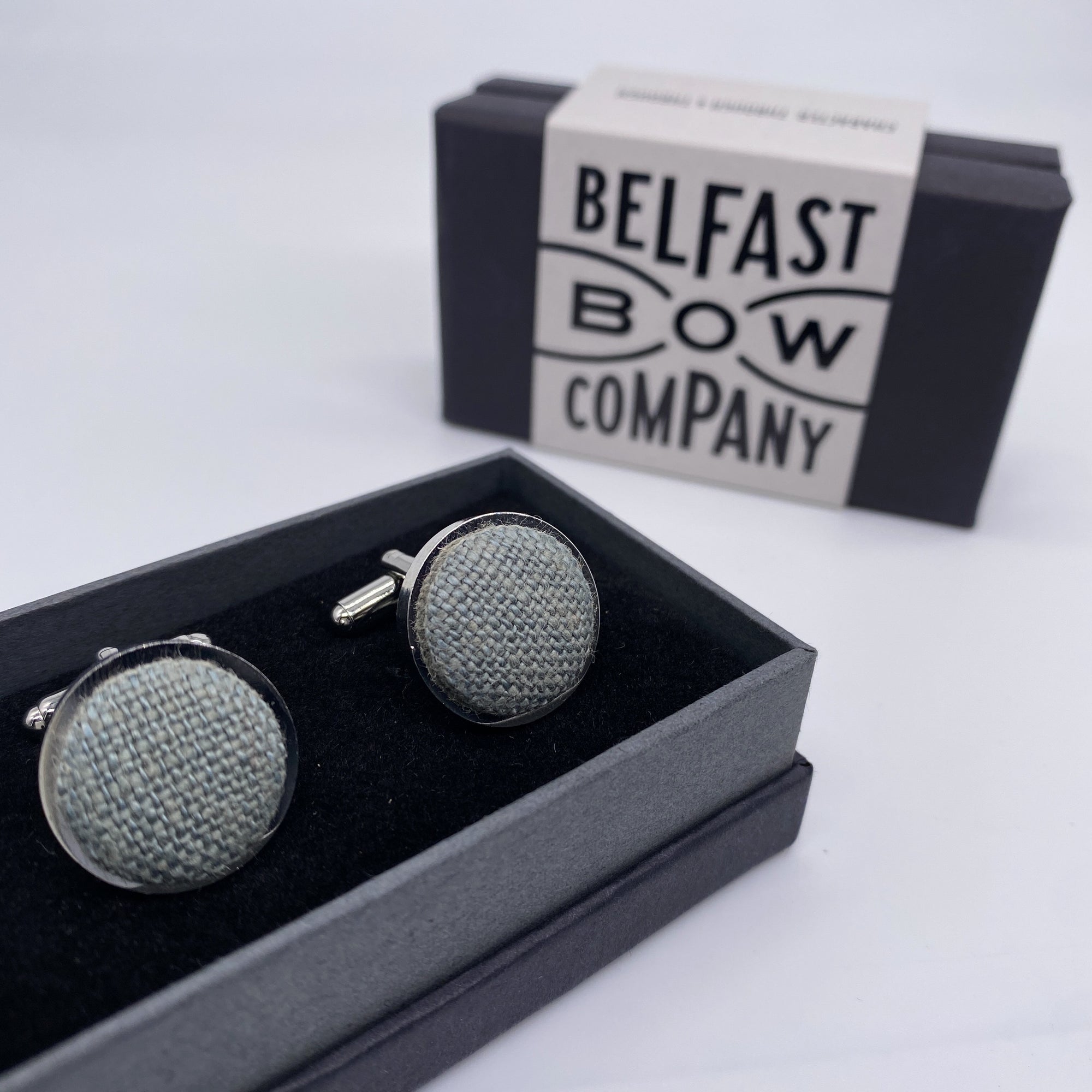 Antique Sage Cufflinks in Irish Linen