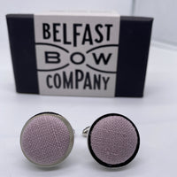 Irish Linen Cufflinks in Mauve Lilac by the Belfast Bow Company