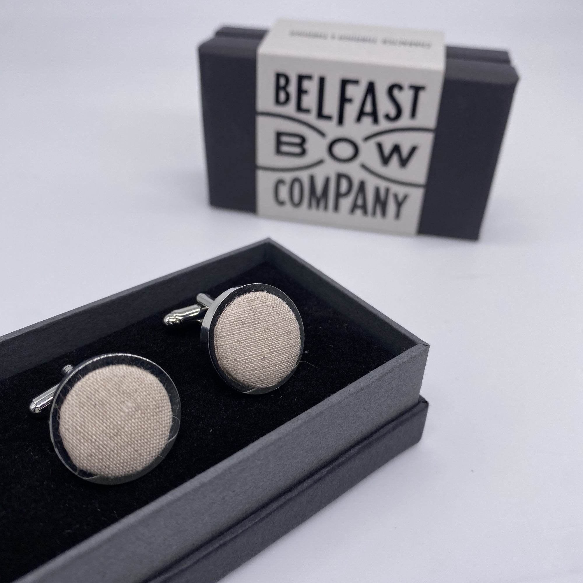 Natural Undyed Cufflinks in Irish Linen