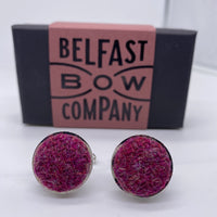 Harris Tweed Cufflinks in Raspberry by the Belfast Bow Company