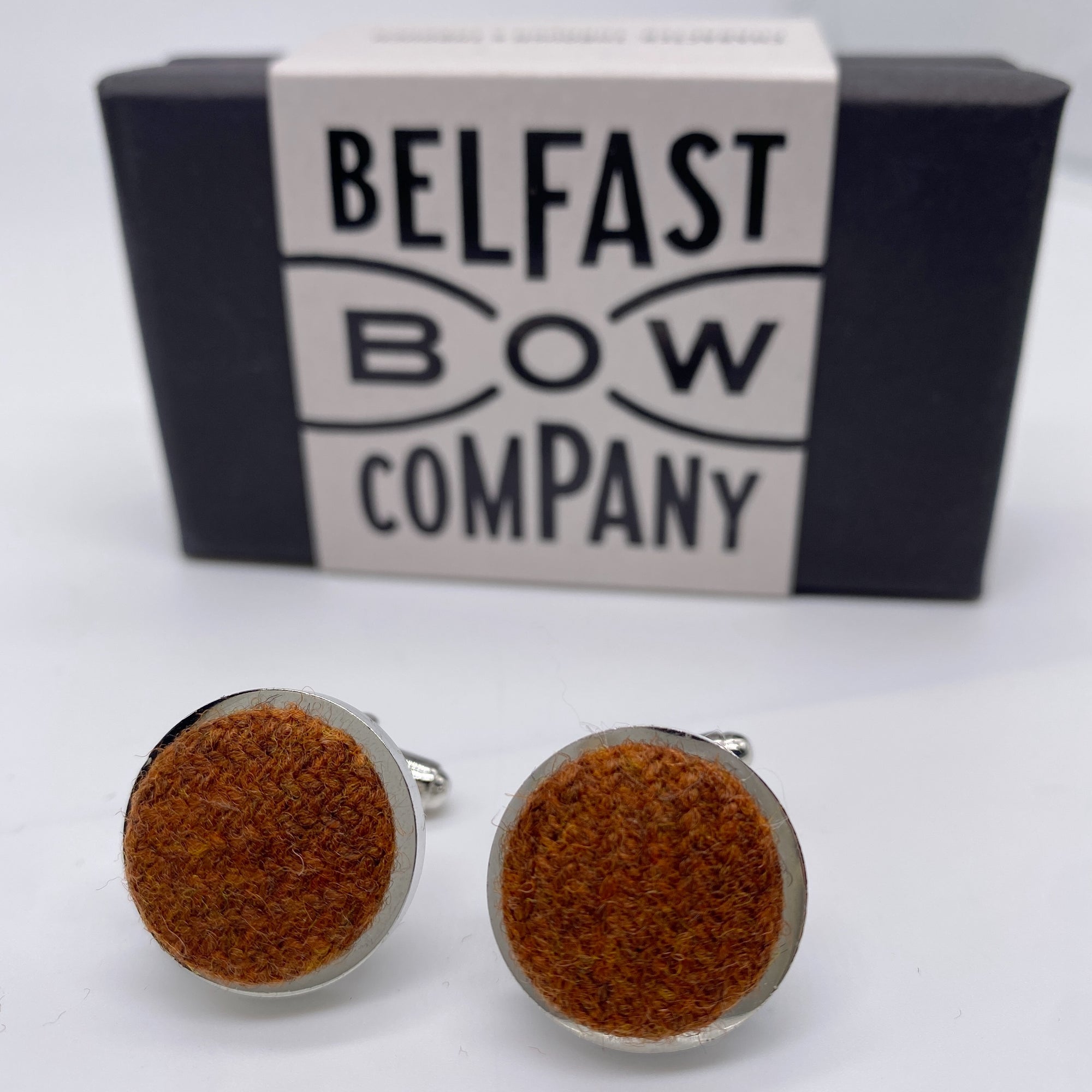 Orange Tweed Cufflinks by the Belfast Bow Company